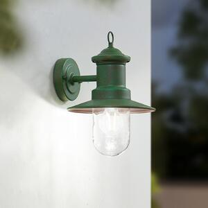 Lindby Επιτοίχιο φωτιστικό εξωτερικού χώρου Eloretta, 22 cm, πράσινο, γυαλί,, ρυθμιζόμενος, Πράσινο, Μέταλλο, Εξοχική κατοικία / Ρουστίκ, Φανάρι