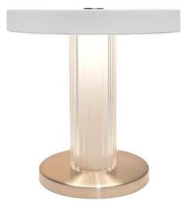 DFTP by Nordlux LED-Akku-Tischleuchte Trezzi, λευκό, ύψος 22 cm, μέταλλο/γυαλί, ρυθμιζόμενος, Λευκό, Σαλόνι / τραπεζαρία, Μέταλλο, Σκανδιναβικό