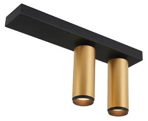 LOOM DESIGN LED-Deckenstrahler X-Beam, 2-flg., μαύρο/χρυσό, ρυθμιζόμενος, Χρυσό / Ορείχαλκου, Σαλόνι / τραπεζαρία, Αλουμίνιο, σύγχρονο