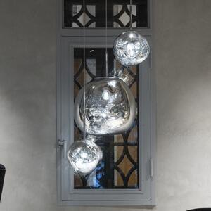 Tom Dixon LED κρεμαστή λάμπα Melt Mini, Ø 28 cm, χρώμα χρώμιο, ρυθμιζόμενος, Μεταλλικό, Σαλόνι / τραπεζαρία, Πλαστικό, σχεδιασμός
