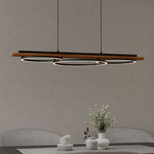 EGLO Boyal LED κρεμαστό φωτιστικό, καφέ, μήκος 101 cm, ξύλο, 3-φωτισμός., Ξύλου, Σαλόνι / τραπεζαρία, Ξύλο