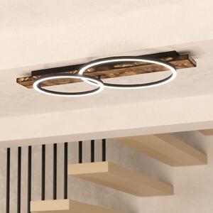 EGLO Φωτιστικό οροφής LED Boyal, καφέ, μήκος 78 cm, ξύλο, 2-φωτισμός., Ξύλου, Σαλόνι / τραπεζαρία, Ξύλο