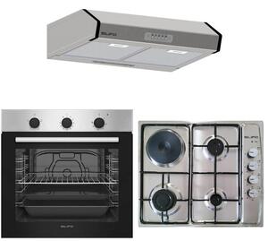 ΣΕΤ ΦΟΥΡΝΟΣ ΗΛΕΚΤΡΙΚΟΣ SF6850BOI INOX 83LT + ΕΣΤΙΑ ΜΙΚΤΗ SF6100 INOX (3 ΥΓΡΑΕΡΙΟΥ + 1 ΗΛΕΚΤΡΙΚΟ) + ΑΠΟΡΡΟΦΗΤΗΡΑΣ ΕΛΕΥΘΕΡΟΣ SF668