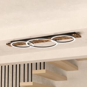 EGLO Φωτιστικό οροφής LED Boyal, μαύρο, μήκος 101 cm, ξύλο, 3-φωτισμός., Ξύλου, Σαλόνι / τραπεζαρία, Ξύλο