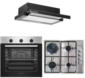 ΣΕΤ ΦΟΥΡΝΟΣ ΗΛΕΚΤΡΙΚΟΣ SF6850BOI INOX 83LT + ΕΣΤΙΑ ΜΙΚΤΗ SF6100 INOX (3 ΥΓΡΑΕΡΙΟΥ + 1 ΗΛΕΚΤΡΙΚΟ) + ΑΠΟΡΡΟΦΗΤΗΡΑΣ ΣΥΡΟΜΕΝΟΣ SF666