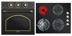 ΣΕΤ ΦΟΥΡΝΟΣ B66-SF3 (MT) BLACK RETRO + ΕΣΤΙΑ ΜΙΚΤΗ MH-6109 (3 ΑΕΡΙΟΥ + 1 ΚΕΡΑΜΙΚΟ) MULTIHOME
