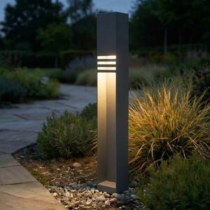 Lucande Φωτιστικό διαδρόμου LED Oxido, ανθρακί, ύψος 80 cm, IP44, Μαύρο, Ανοξείδωτος χάλυβας, σύγχρονο
