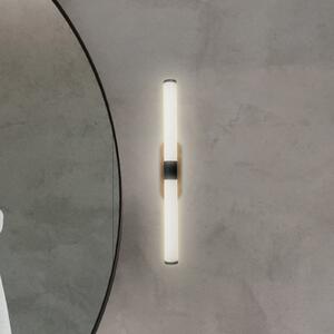 Briloner LED φωτιστικό τοίχου Runt, μαύρο/ξύλο 3.000 K IP44 Μήκος 40 cm, Ξύλου, Μπάνιο, Πλαστικό, σύγχρονο