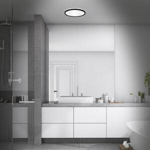 Briloner LED φωτιστικό οροφής μπάνιου Slim Drip, μαύρο, Ø 29 cm, IP44, Μαύρο, Μπάνιο, Πλαστικό