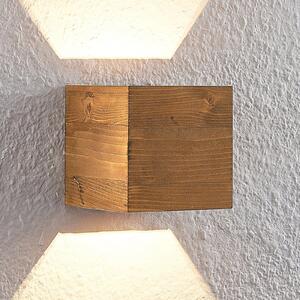 Lindby LED φωτιστικό τοίχου Benicio, 11 cm, γωνιακό, ξύλο