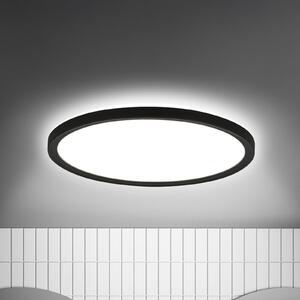 Briloner Φωτιστικό οροφής LED Move Sensor, μαύρο, Ø 29 cm, IP44, 4000K, Μαύρο, Διάδρομος, Πλαστικό