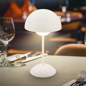 Briloner LED φορητή επιτραπέζια λάμπα Kugle, λευκή, μέταλλο, IP44, ρυθμιζόμενη ένταση, ρυθμιζόμενος, Λευκό, Σαλόνι / τραπεζαρία, Μέταλλο, σύγχρονο