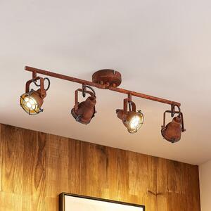 Lindby σποτ οροφής Scabra, 63 cm, καφέ σκουριά, 4-φωτο, μέταλλο, ρυθμιζόμενος, Καφέ / Σκουριάς, Σαλόνι / τραπεζαρία, Μέταλλο, Βιομηχανικός σχεδιασμός