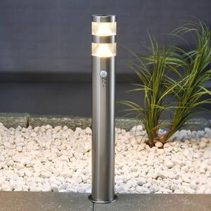 Lindby Φωτιστικό μονοπατιών LED Lanea, 60 cm, γκρι, αισθητήρας, IP44, Μεταλλικό, Ανοξείδωτος χάλυβας, σύγχρονο