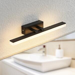 Lucande LED φωτιστικό τοίχου Lisana, οριζόντιο, 46 cm, IP44, Μαύρο, Μπάνιο, Μέταλλο, σύγχρονο