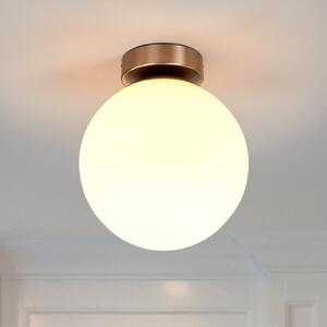 Lindby φωτιστικό οροφής Lennie, λευκό, γυαλί, Ø 20 cm, IP44, E27, ρυθμιζόμενος, Λευκό, Μπάνιο, Γυαλί, σύγχρονο, Σφαίρα
