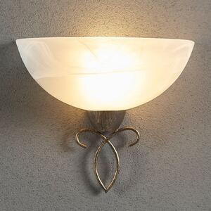 Lindby φωτιστικό τοίχου Mohija, 25 cm, μαύρο/χρυσό, γυαλί, E27, ρυθμιζόμενος, Μαύρο, Σαλόνι / τραπεζαρία, Γυαλί, Αντίκα