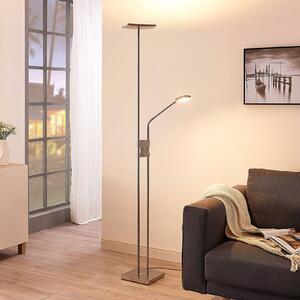 Lindby LED-Stehlamp Jonne, γωνιακή, βραχίονας ανάγνωσης, ρυθμιζόμενη ένταση, ρυθμιζόμενος, Μεταλλικό, Σαλόνι / τραπεζαρία, Μέταλλο, σύγχρονο, Φως ανάγνωσης