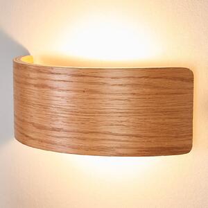 Lindby LED φωτιστικό τοίχου Rafailia, πλάτος 23cm, ξύλο, 3.000 K, Ξύλου, Σαλόνι / τραπεζαρία, Ξύλο, σύγχρονο