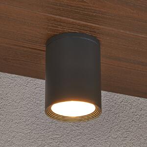 Lucande Προβολέας οροφής Minna, ανθρακί, 14cm, IP54, E27, Μαύρο, Αλουμίνιο, σύγχρονο