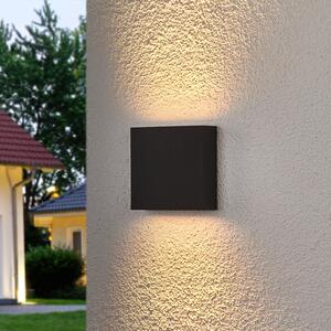 Lucande Εξωτερικό φωτιστικό τοίχου LED Trixy, ανθρακί, μεταλλικό, IP54, Μαύρο, Μέταλλο, σύγχρονο