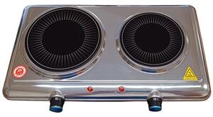 Kumtel HCD-1002 Επιτραπέζια Εστία Εμαγιέ Διπλή Inox 2100W