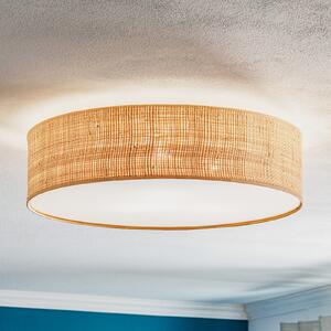 Eko-Light Φωτιστικό οροφής Leano, ανοιχτόχρωμο ξύλο, ρατάν, Ø 50 cm, ρυθμιζόμενος, Ξύλου, Σαλόνι / τραπεζαρία, Ξύλο