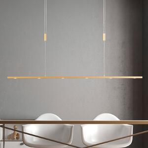 Quitani LED κρεμαστό φωτιστικό Tolu, μήκος 119 cm, ορείχαλκος, ρυθμιζόμενος, Χρυσό / Ορείχαλκου, Σαλόνι / τραπεζαρία, Μέταλλο, σύγχρονο