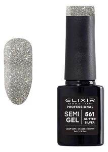 Ημιμόνιμο Βερνίκι Semi Gel 561 Glitter Silver 5ml Elixir