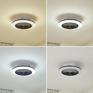 Lindby ανεμιστήρας οροφής LED Mamuti, μαύρος, αθόρυβος, Ø 55 cm, ρυθμιζόμενος, Μαύρο, Σαλόνι / τραπεζαρία, Αλουμίνιο, σύγχρονο