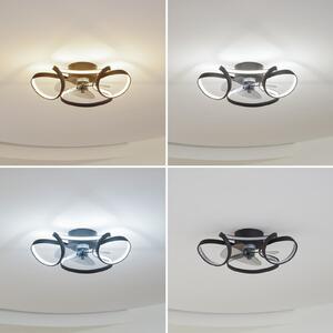 Ανεμιστήρας οροφής Lindby LED Lomata, μαύρος, αθόρυβος, Ø 23 cm