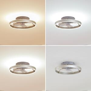 Lindby LED ανεμιστήρας οροφής Momitu, ασημί, αθόρυβος, Ø 50 cm