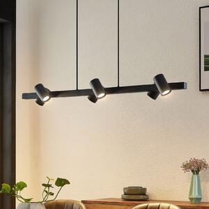 Lindby κρεμαστό φωτιστικό Savoli, 116 cm, μαύρο, 6-φωτο, ατσάλι, ρυθμιζόμενος, Μαύρο, Σαλόνι / τραπεζαρία, Μέταλλο, σύγχρονο
