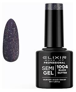 Ημιμόνιμο Βερνίκι Semi Gel 1004 Black Glitter 8ml Elixir