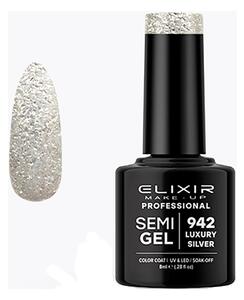 Ημιμόνιμο Βερνίκι Semi Gel 942 Luxury Silver 8ml Elixir