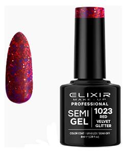 Ημιμόνιμο Βερνίκι Semi Gel 1023 Red Velvet Glitter 8ml Elixir