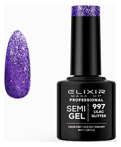 Ημιμόνιμο Βερνίκι Semi Gel 997 Lilac Glitter 8ml Elixir