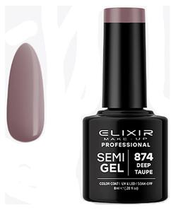 Ημιμόνιμο Βερνίκι Semi Gel 874 Deep Taupe 8ml Elixir