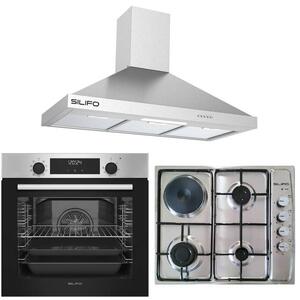 ΣΕΤ ΦΟΥΡΝΟΣ ΗΛΕΚΤΡΙΚΟΣ SF6855BOI INOX 76LT + ΕΣΤΙΑ ΜΙΚΤΗ SF6100 INOX (3 ΥΓΡΑΕΡΙΟΥ + 1 ΗΛΕΚΤΡΙΚΟ) + ΑΠΟΡΡΟΦΗΤΗΡΑΣ ΚΑΜΙΝΑΔΑ SF6618