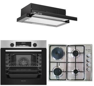 ΣΕΤ ΦΟΥΡΝΟΣ ΗΛΕΚΤΡΙΚΟΣ SF6855BOI INOX 76LT + ΕΣΤΙΑ ΜΙΚΤΗ SF6100 INOX (3 ΥΓΡΑΕΡΙΟΥ + 1 ΗΛΕΚΤΡΙΚΟ) + ΑΠΟΡΡΟΦΗΤΗΡΑΣ ΣΥΡΟΜΕΝΟΣ SF666