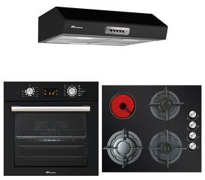 ΣΕΤ ΦΟΥΡΝΟΣ MH-6060 BLACK GLASS + ΕΣΤΙΑ ΜΙΚΤΗ MH-6109 (3 ΑΕΡΙΟΥ + 1 ΚΕΡΑΜΙΚΟ) + ΑΠΟΡΡΟΦΗΤΗΡΑΣ ΕΛΕΥΘΕΡΟΣ MH-6671 BLACK 1 ΜΟΤΕΡ 60