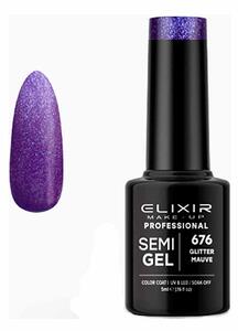 Ημιμόνιμο Βερνίκι Semi Gel 676 Mauve Glitter 5ml Elixir