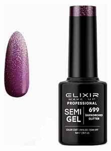 Ημιμόνιμο Βερνίκι Semi Gel Darkorchid 699 Glitter 5ml Elixir