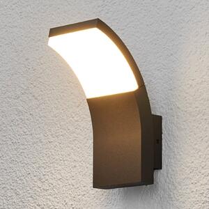Lucande Εξωτερικό φωτιστικό τοίχου LED Timm, 20 cm, ανθρακί, IP54, Μαύρο, Αλουμίνιο, σύγχρονο, Γωνιακός τοίχος