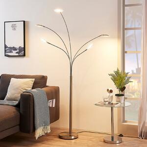 Lindby LED φωτιστικό δαπέδου Anea, 179 cm, 5-φωτο, νικελί χρώμα, Μεταλλικό, Σαλόνι / τραπεζαρία, Μέταλλο, σύγχρονο