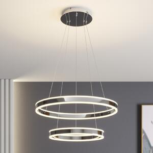 Lucande LED κρεμαστό φωτιστικό Lyani, 60 cm, 2-φωτο, χρώμιο, με δυνατότητα, ρυθμιζόμενος, Μεταλλικό, Σαλόνι / τραπεζαρία, Μέταλλο, σύγχρονο