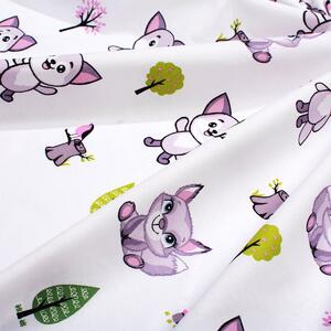 Σεντόνι Λίκνου (80x110) Dimcol Baby Foxes 594 White - Pastel Lilac