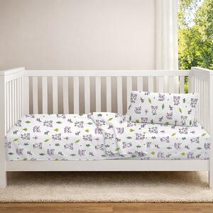 Σεντόνι Κούνιας Με Λάστιχο (70x140+15) Dimcol Baby Foxes 594 White - Pastel Lilac