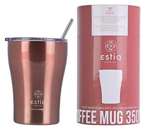 Ποτήρι Θερμός με Καλαμάκι Coffee Mug Save The Aegean Rose Gold 350ml