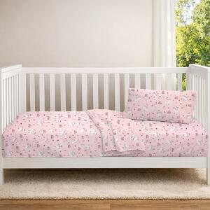 Σεντόνι Κούνιας Με Λάστιχο (70x140+15) Dimcol Rabbit Garden 585 Pink